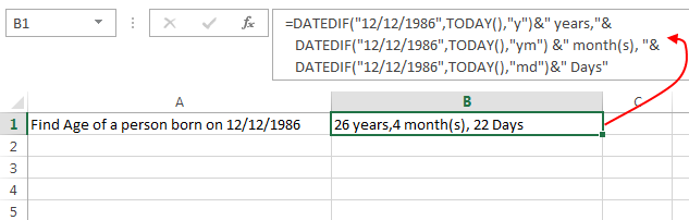 how to calculate datediff in excel